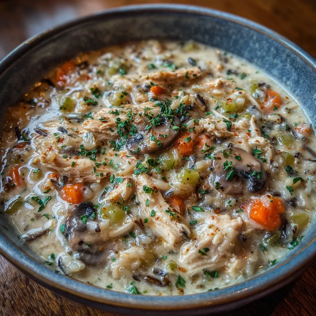 Mushroom Chicken and Wild Rice Soup