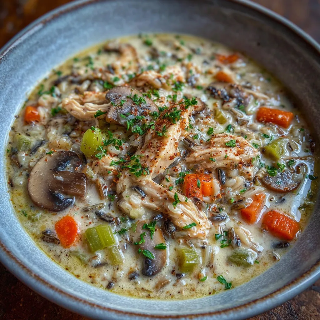 Mushroom Chicken and Wild Rice Soup