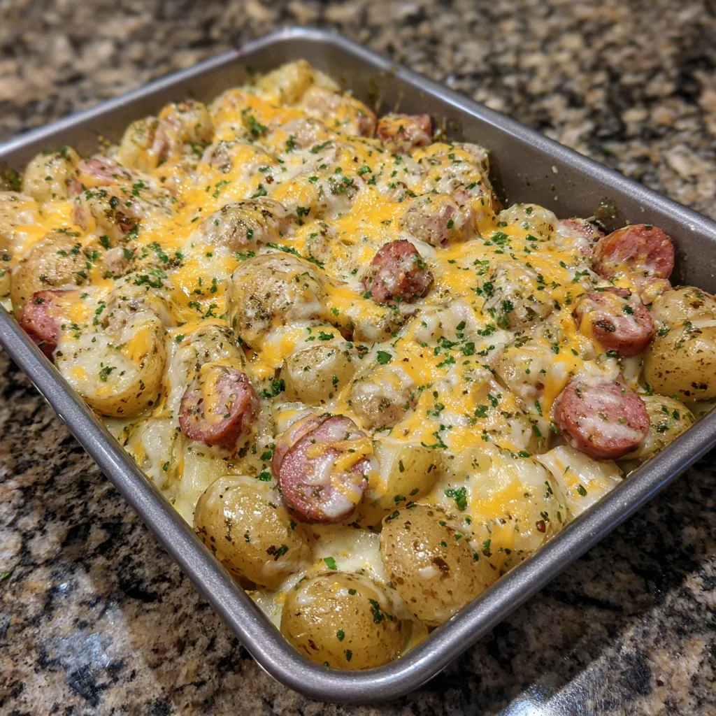Cheesy Ranch Potatoes and Smoked Sausage