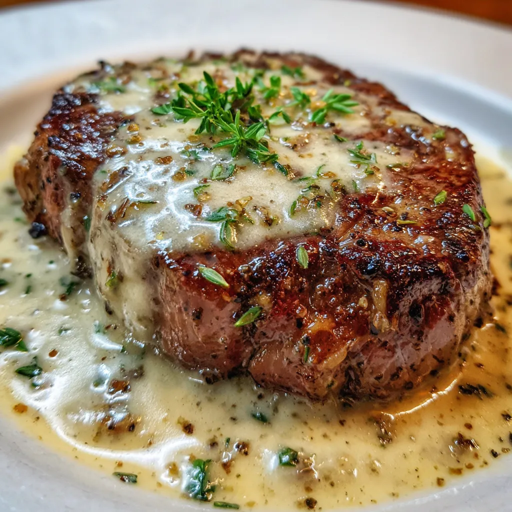 Juicy Steak with Creamy Garlic Sauce
