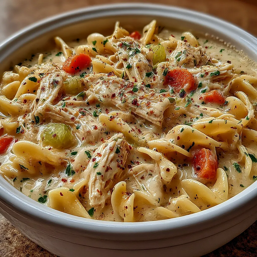Easy Crockpot Creamy Chicken Noodle Soup