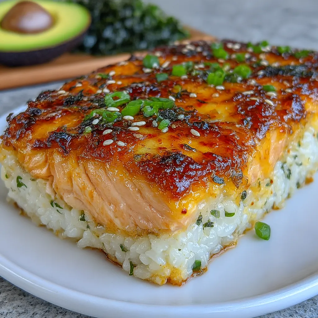 Easy Spicy Salmon Sushi Bake