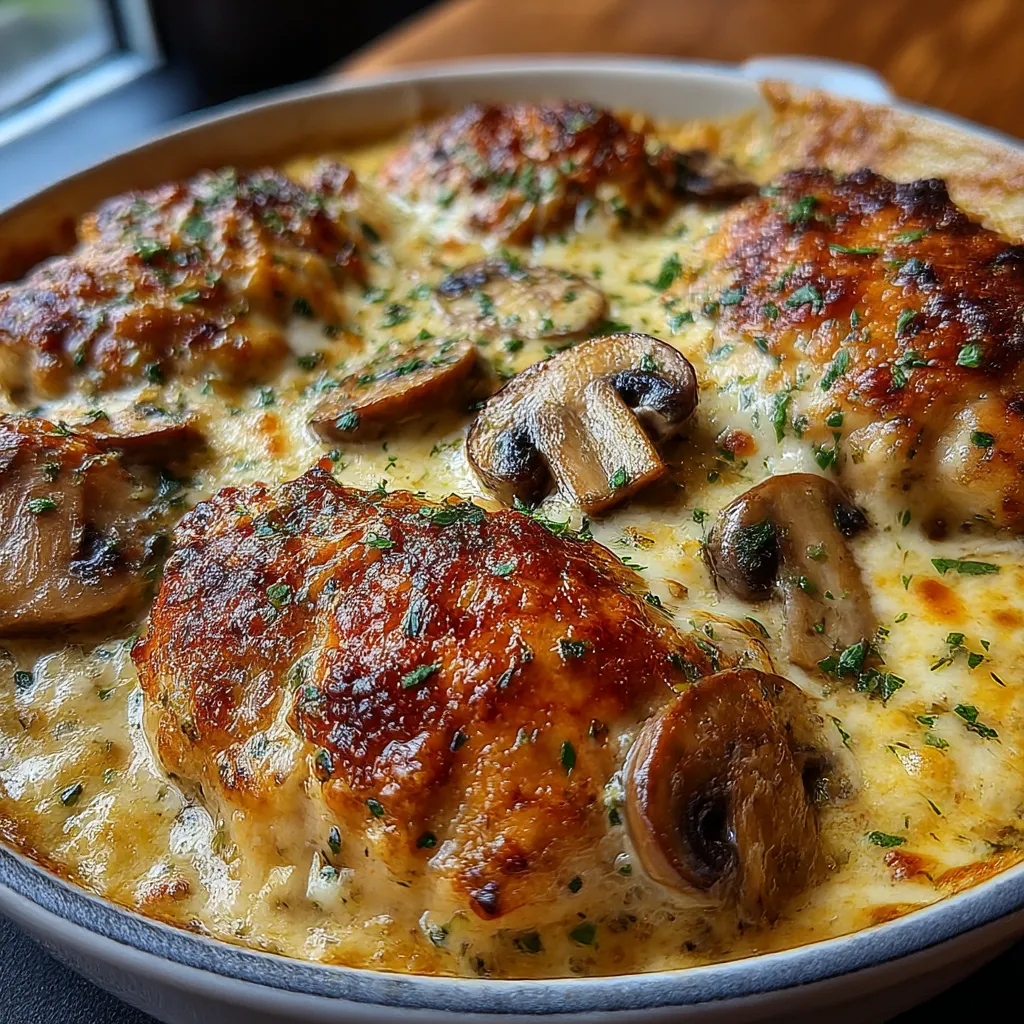 Keto Garlic Mushroom Chicken Casserole