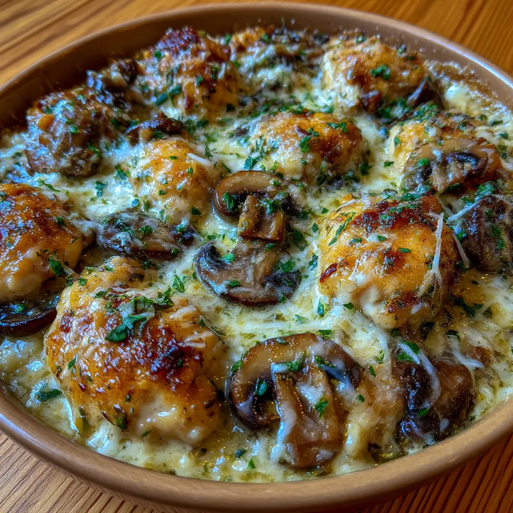 Keto Garlic Mushroom Chicken Casserole