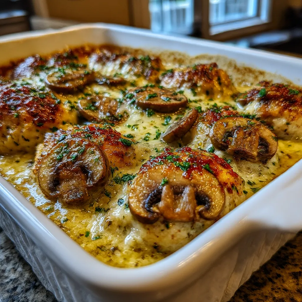 Keto Garlic Mushroom Chicken Casserole