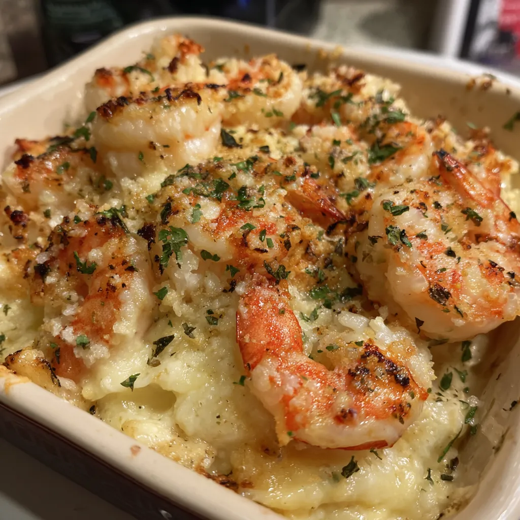 Keto Garlic Shrimp Au Gratin