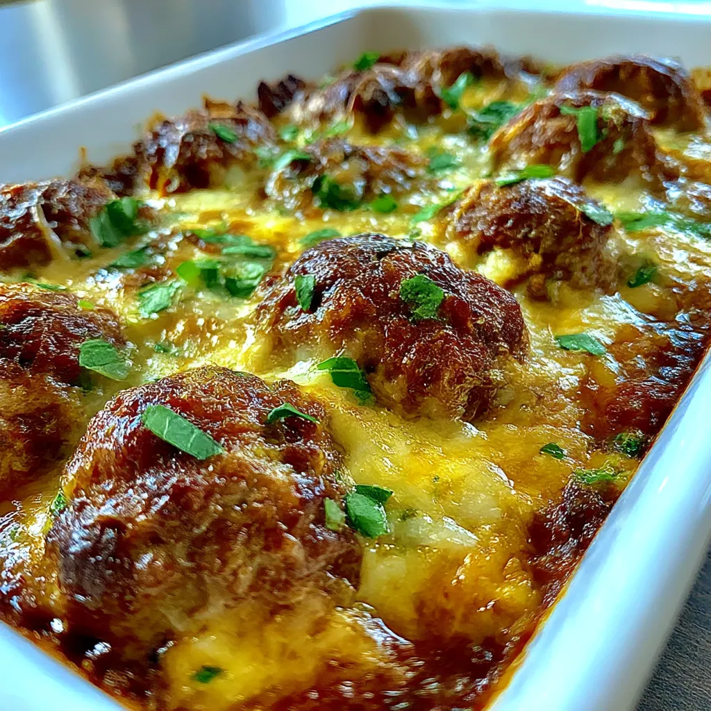 Keto Meatball Parmesan Casserole