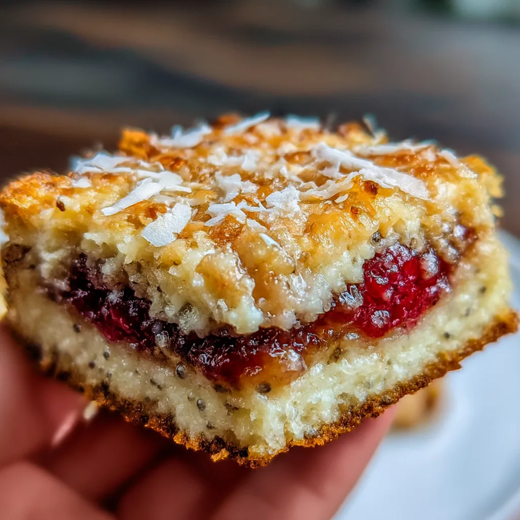 Raspberry Coconut Squares