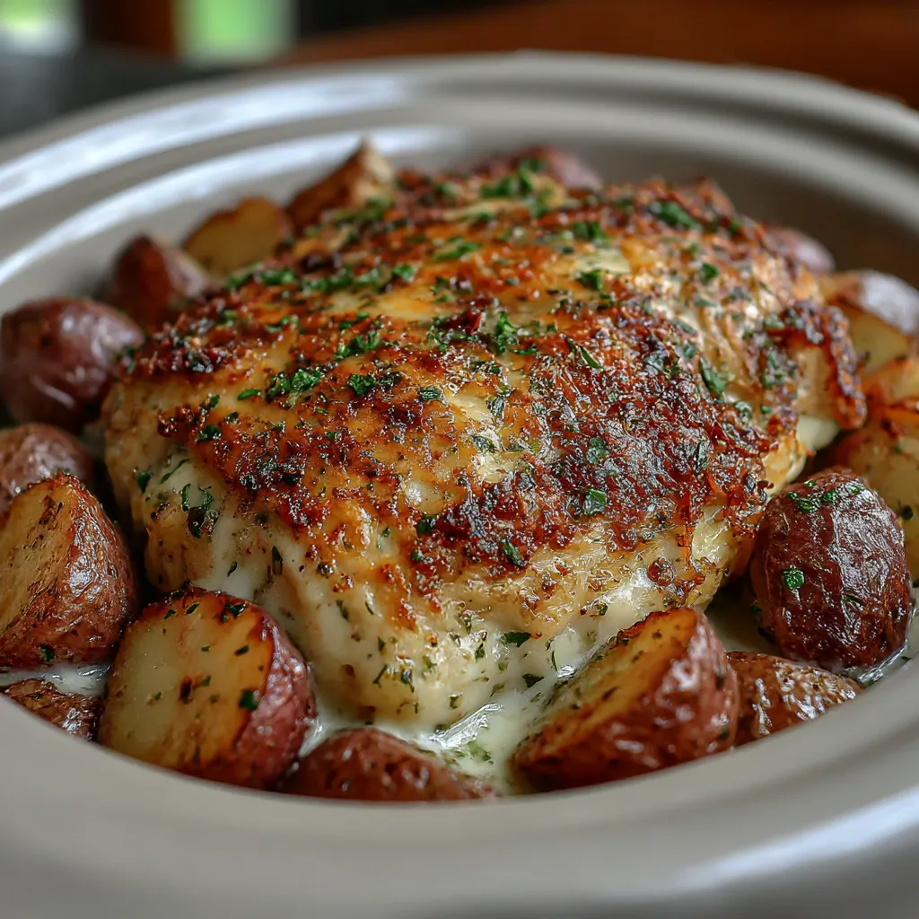 Cozy Garlic Parmesan Crockpot Chicken and Potatoes