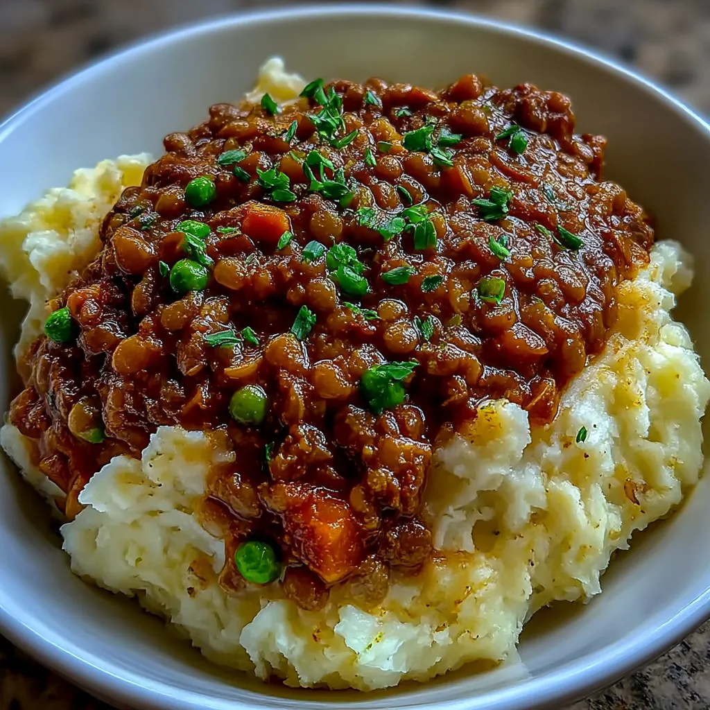 Easy Lentil Stew with Mashed Potatoes