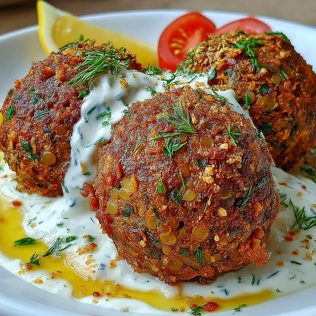 Irresistible Baked Greek Lentil Meatballs with Tzatziki