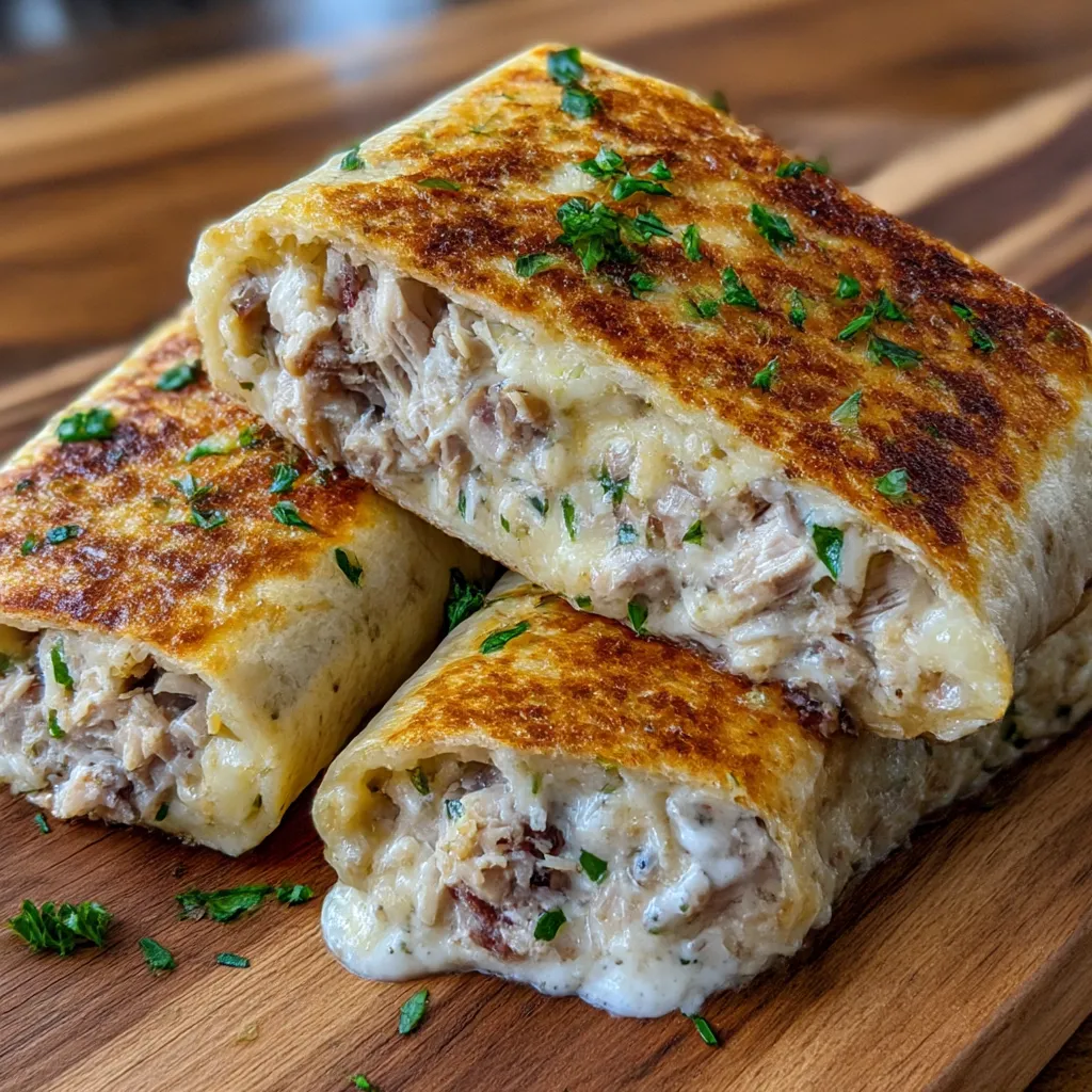 Cheesy Garlic Chicken Wraps