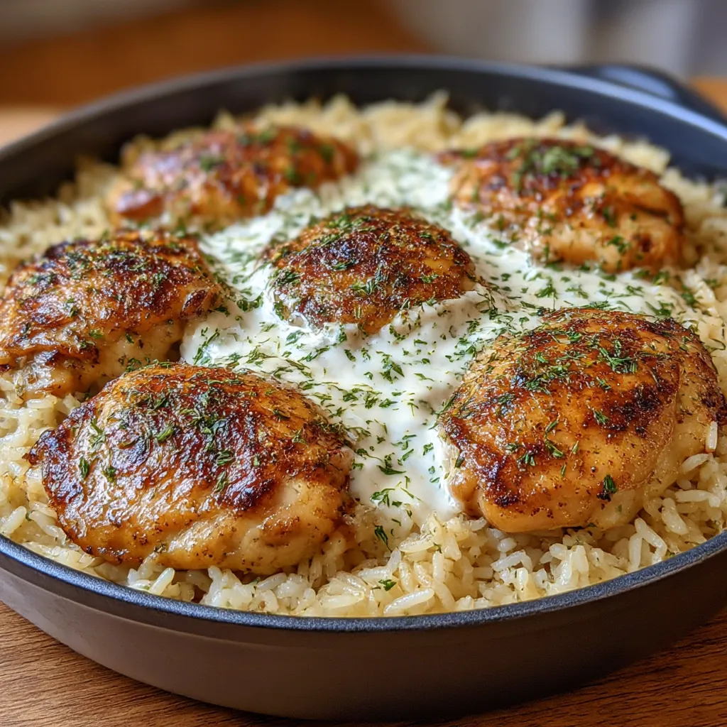 Dump-and-Bake Chicken Tzatziki Rice