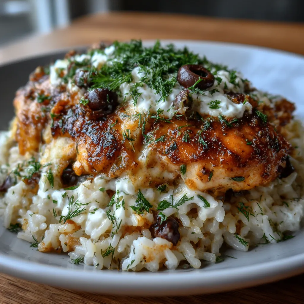 Dump-and-Bake Chicken Tzatziki with Rice