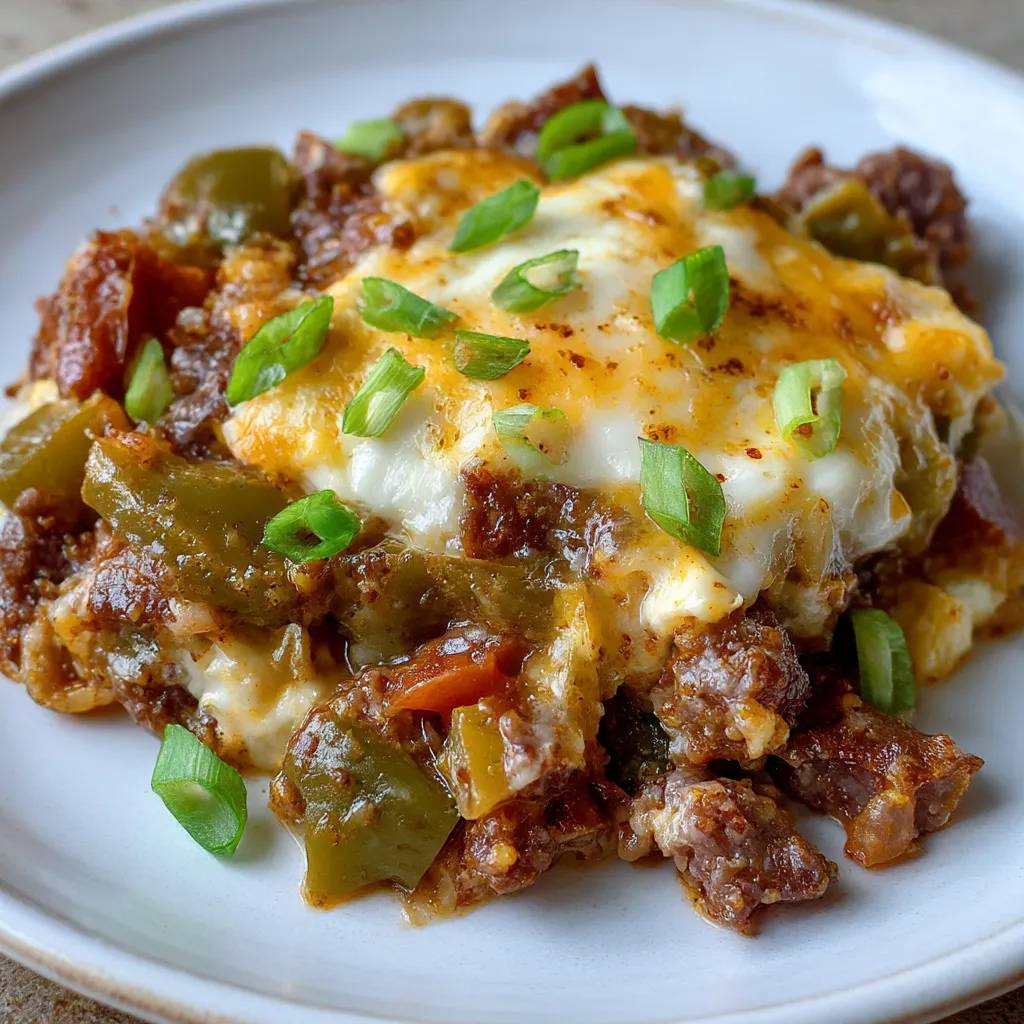 Easy Keto Philly Cheesesteak Casserole