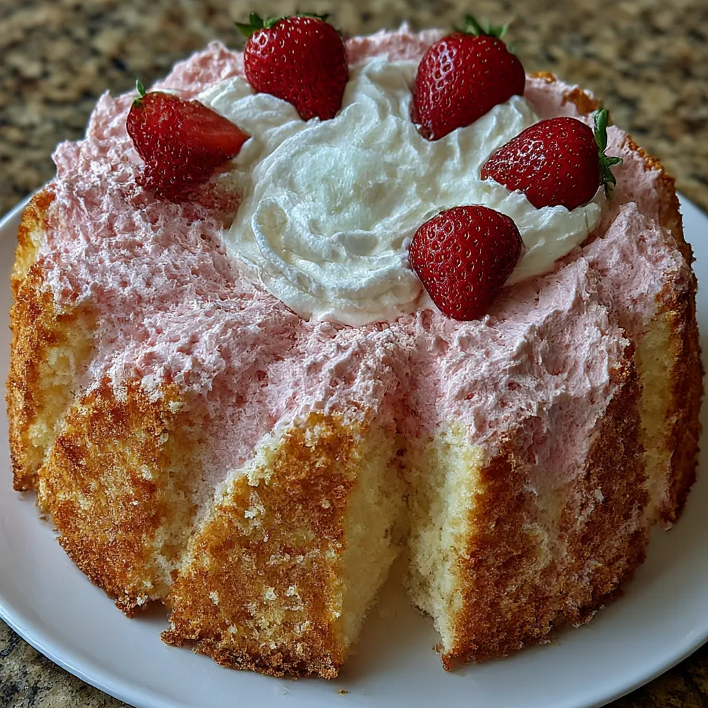 Fluffy Pink Angel Food Cake