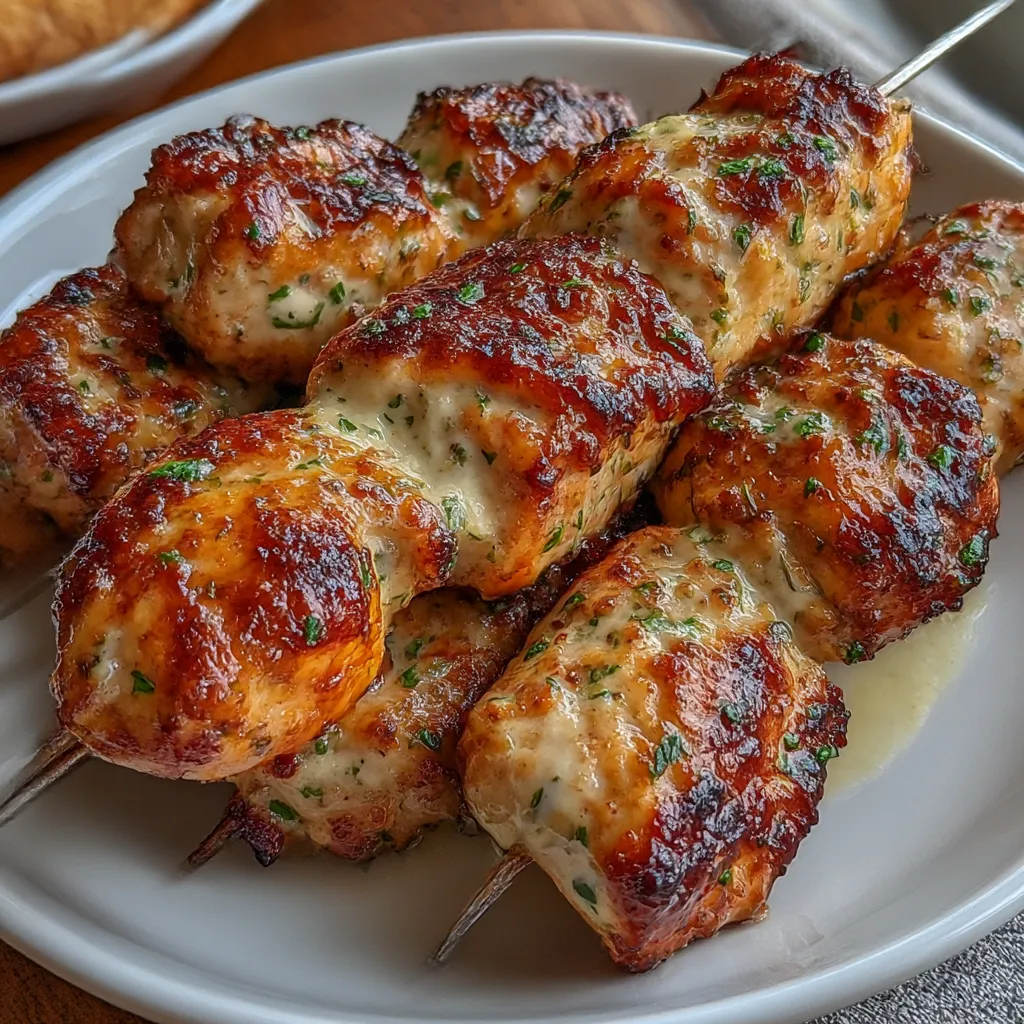 Grilled Ranch Garlic Parmesan Chicken Skewers