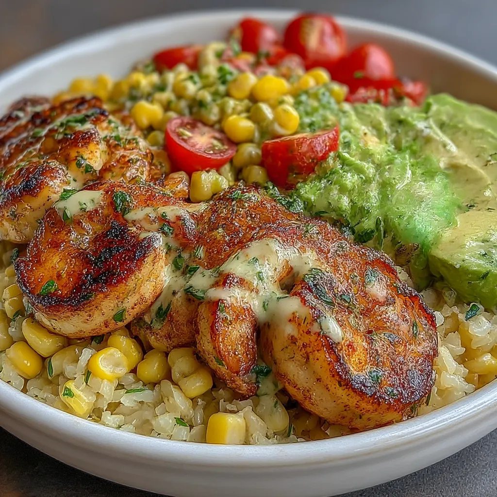Grilled Shrimp Bowl with Creamy Garlic Sauce