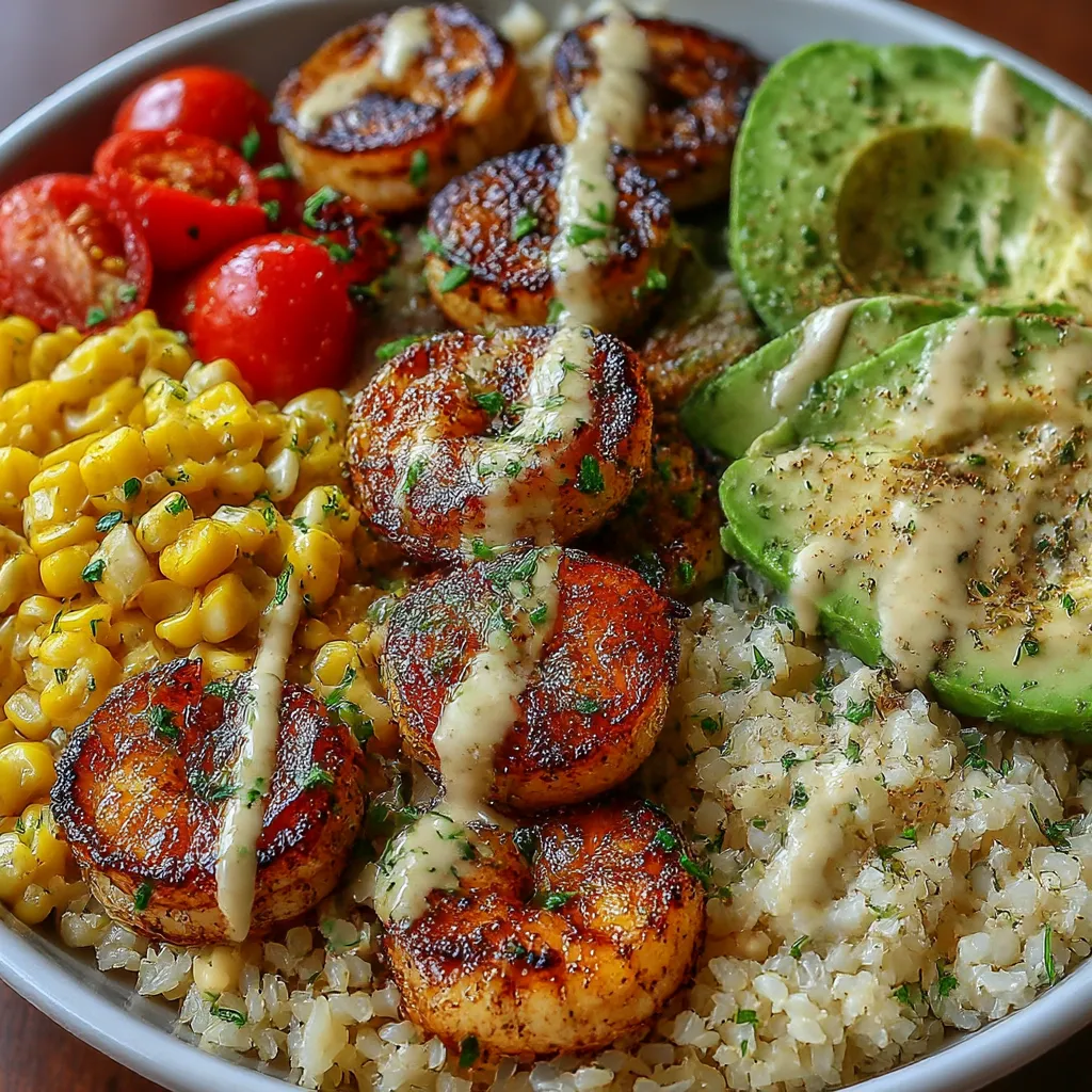 Grilled Shrimp Bowl with Creamy Garlic Sauce
