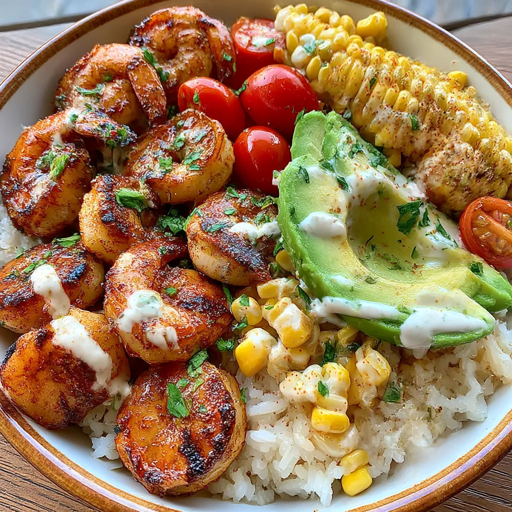Grilled Shrimp Bowl with Creamy Garlic Sauce