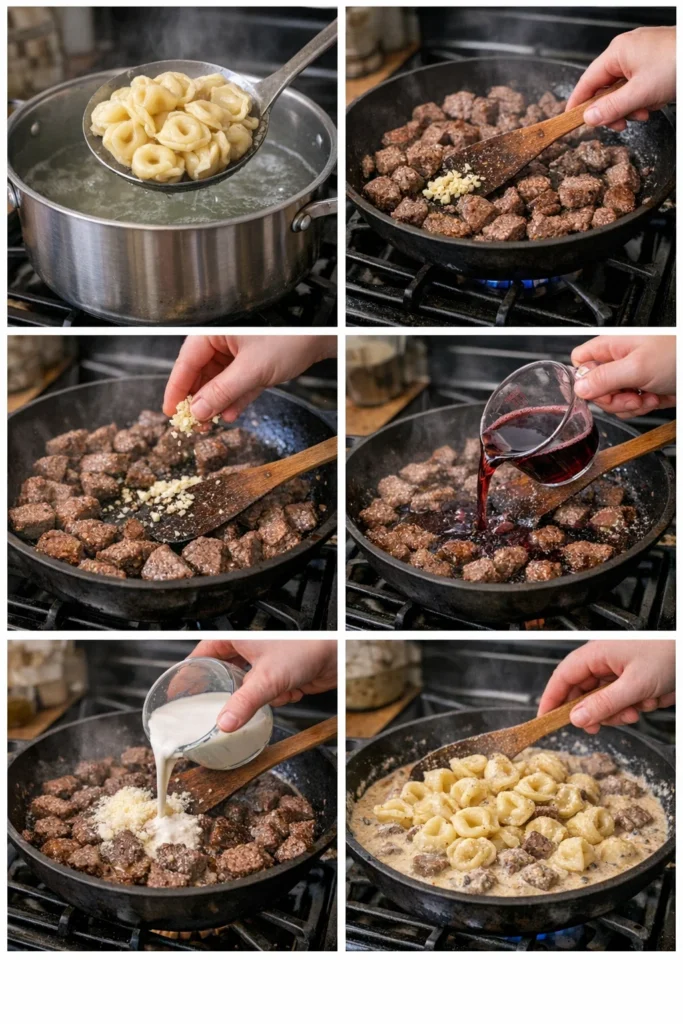 Creamy Garlic Steak Tortellini
