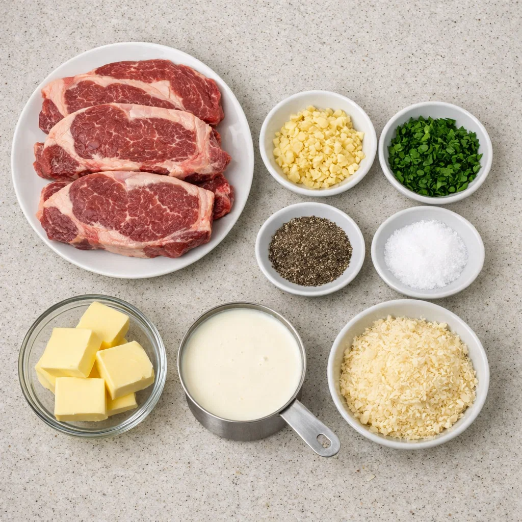 Garlic Butter Steak With Parmesan Cream Sauce