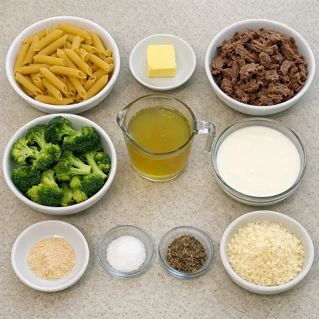 High Protein Broccoli Beef Pasta