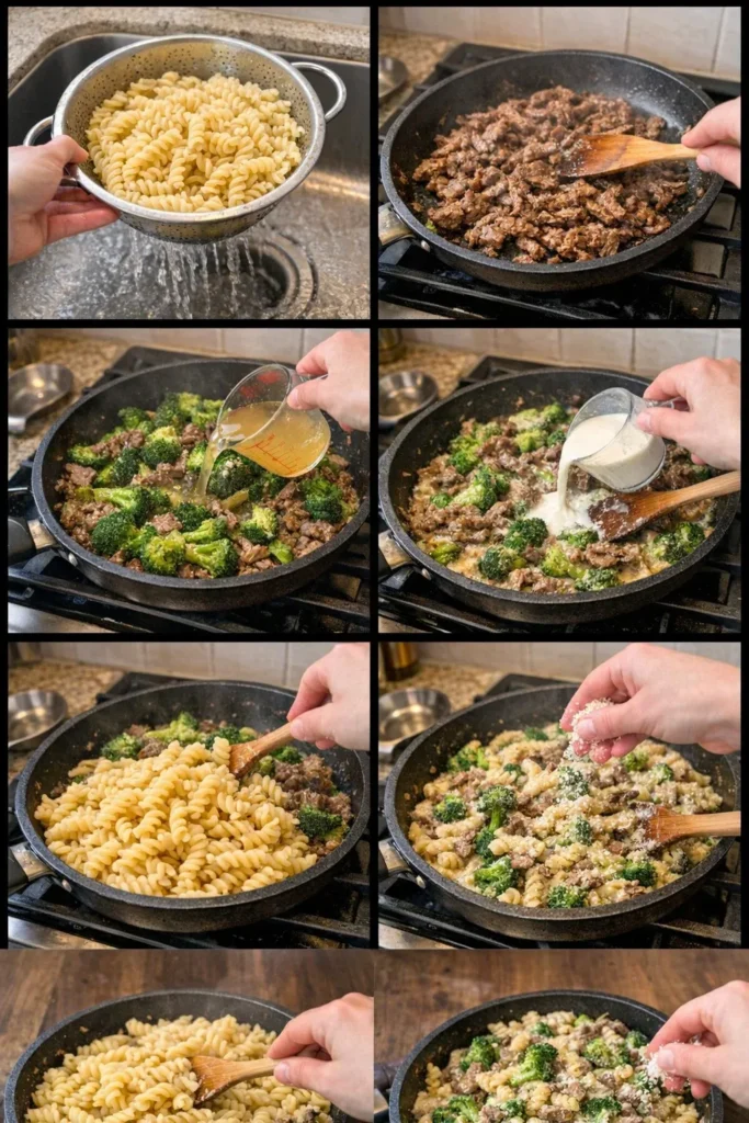 High Protein Broccoli Beef Pasta