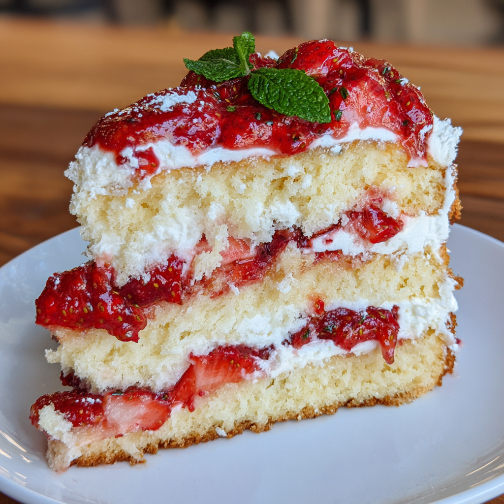 Moist Strawberry Shortcake Cake