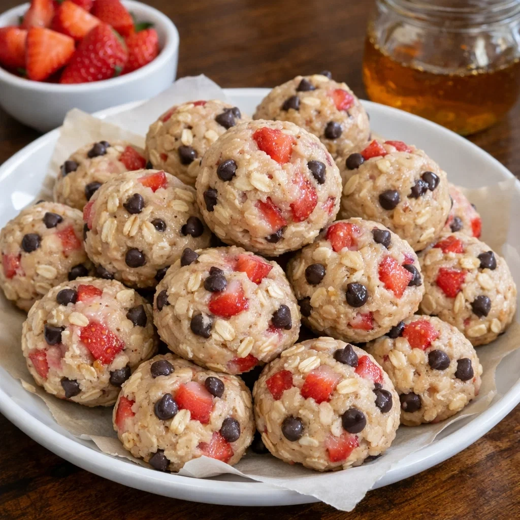 No-Bake Strawberry Cheesecake Protein Balls