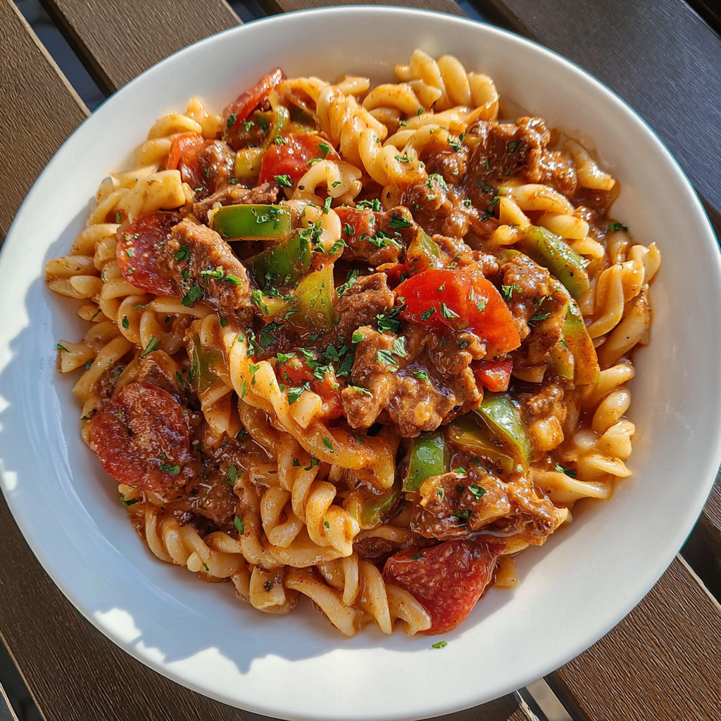 One-Pot Creamy Spicy Cajun Beef Pasta