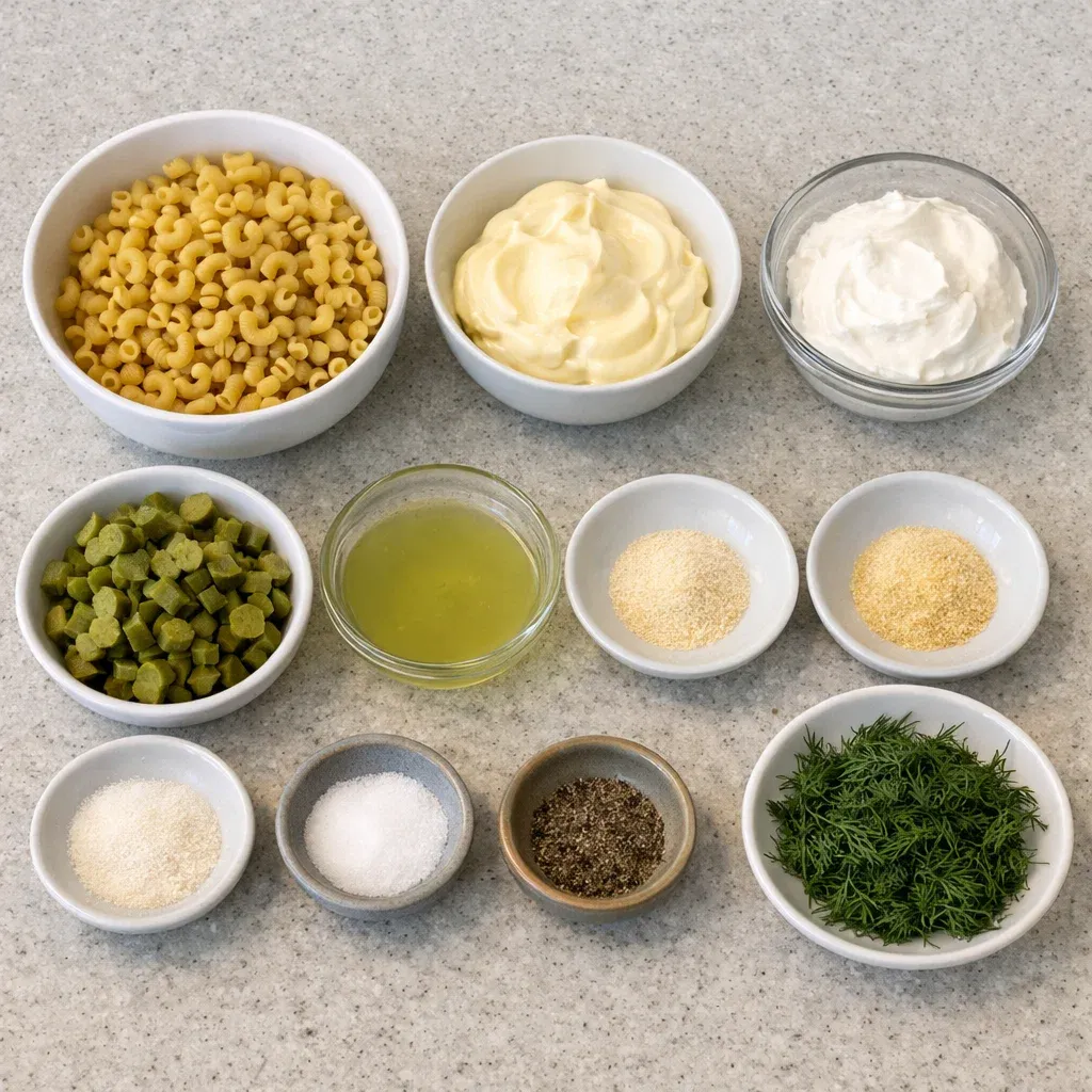 Creamy Dill Pickle Macaroni Salad