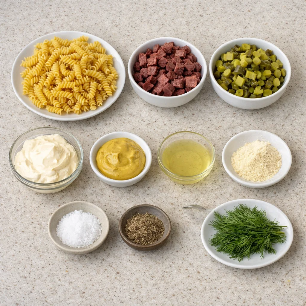 Dill Pickle Smoked Beef Pasta Salad