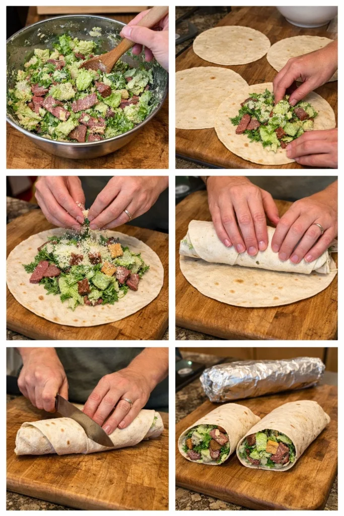Easy Smoked Beef Caesar Salad Wrap