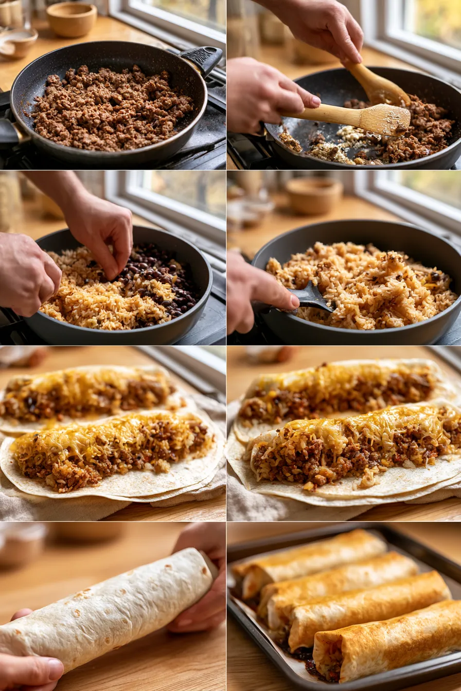 Beef and Rice Burritos