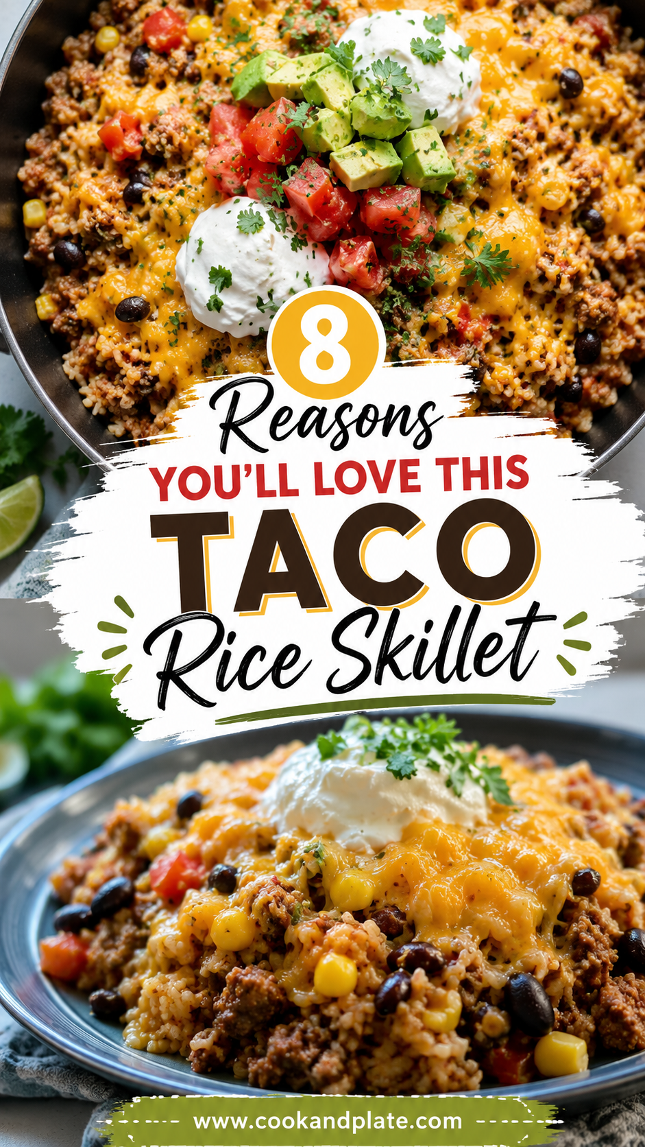Cheese Topped Taco Rice Skillet
