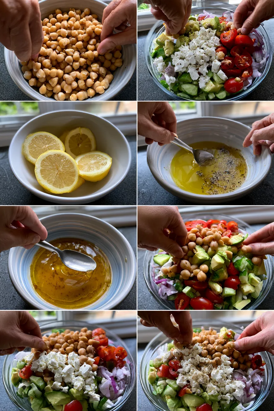 Chickpea Feta Avocado Salad