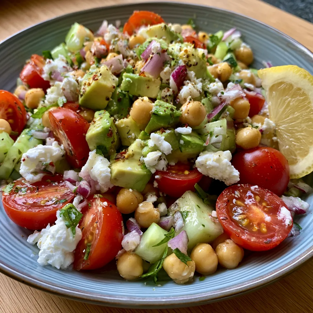 Chickpea Feta Avocado Salad