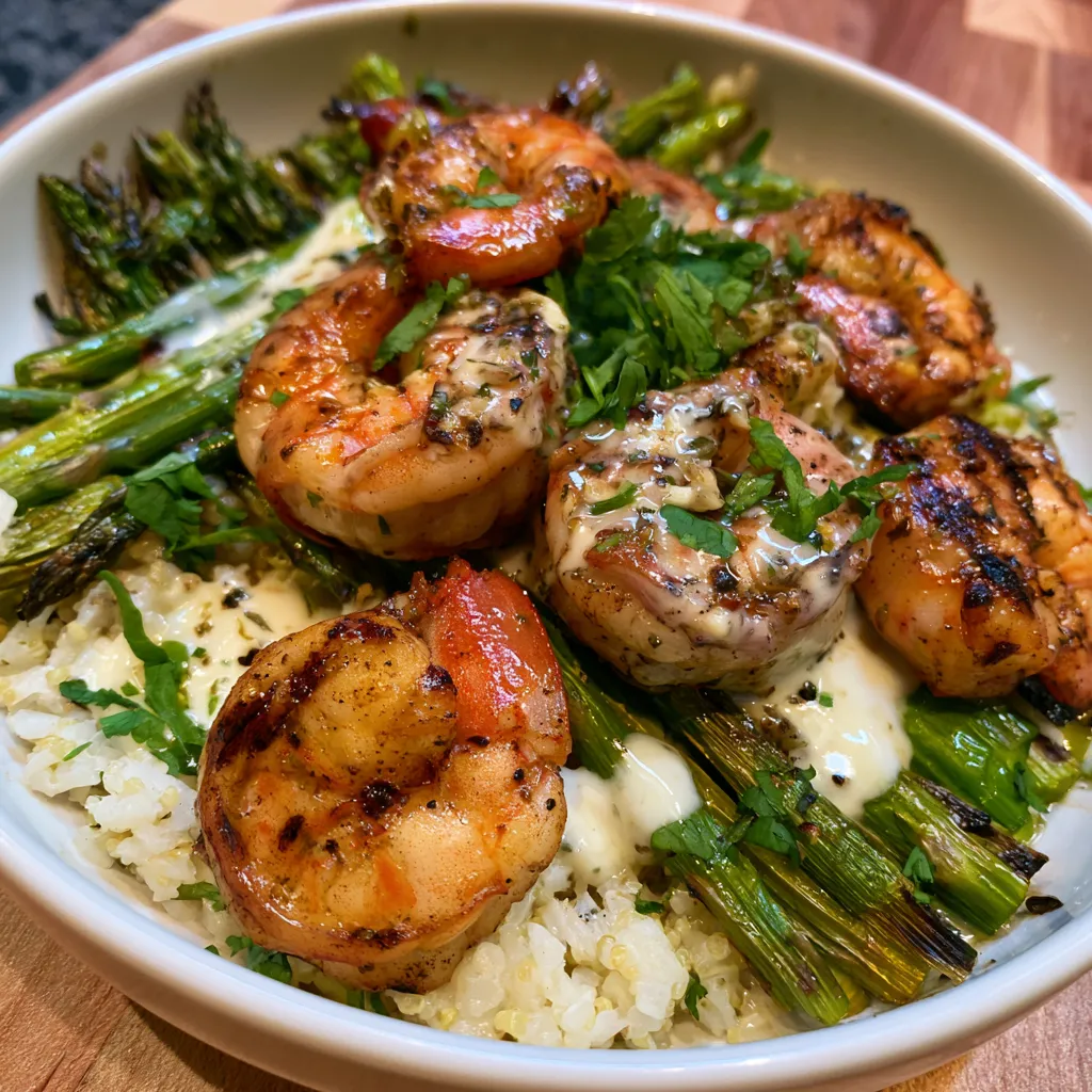Grilled Shrimp Bowl with Asparagus