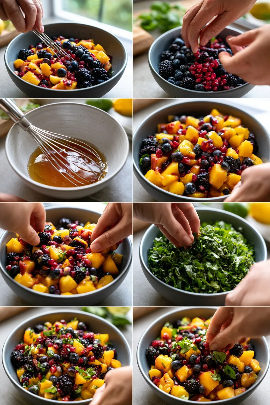 Honey Lime Basil Peach Fruit Salad