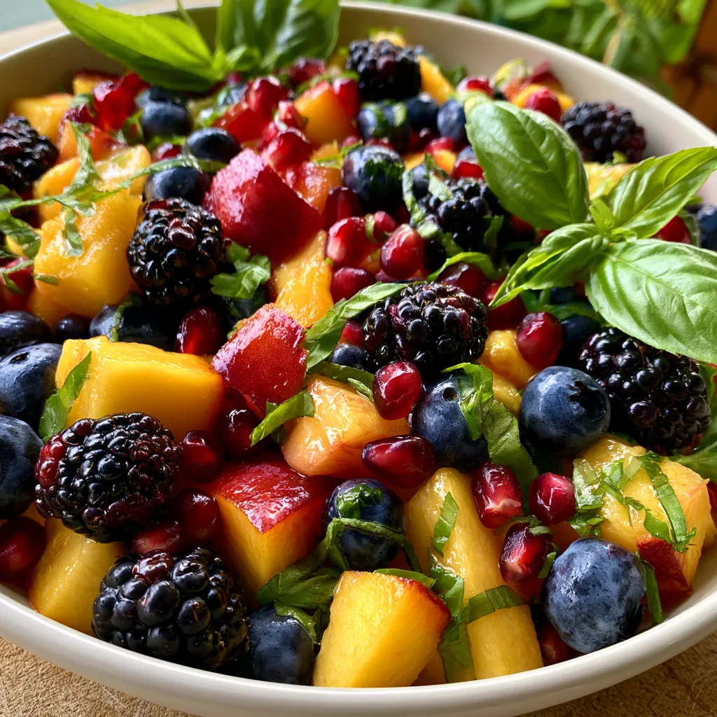 Honey Lime Basil Peach Fruit Salad
