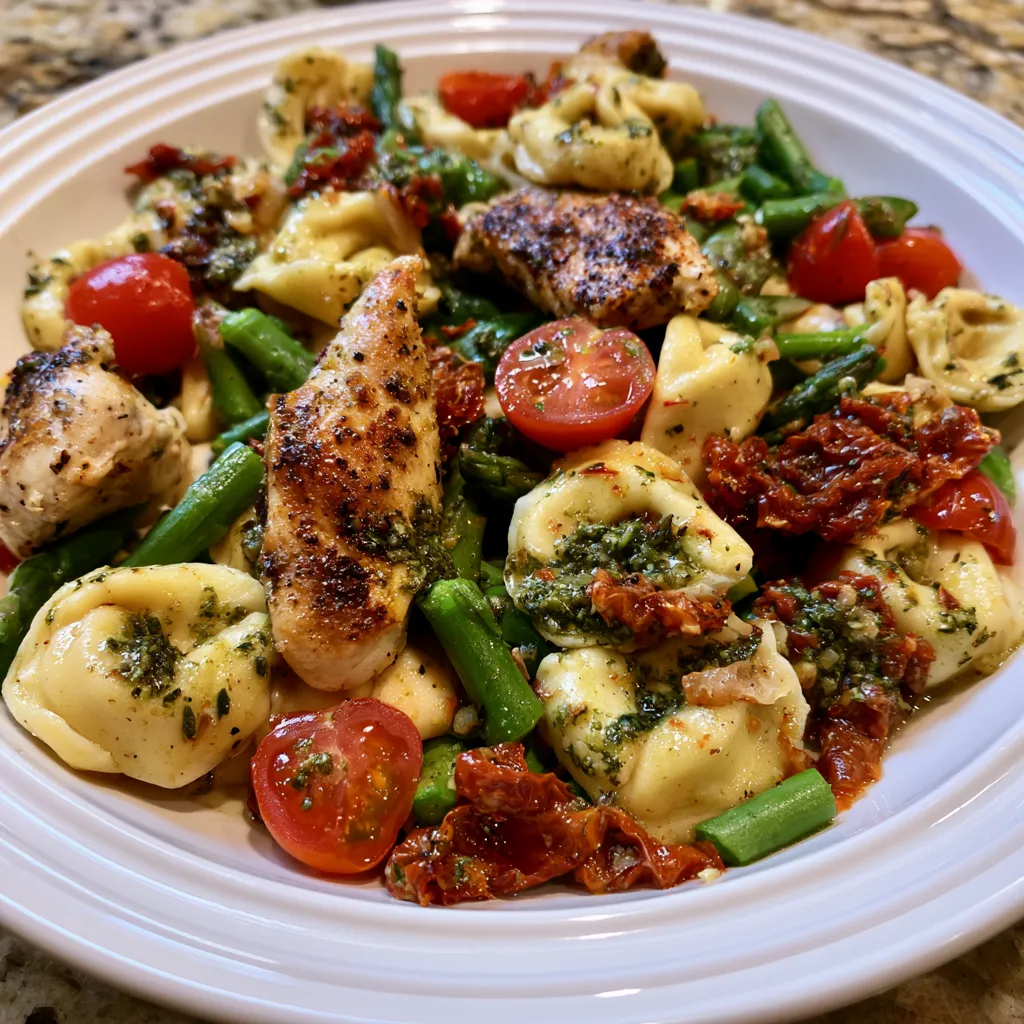 Pesto Chicken and Tortellini