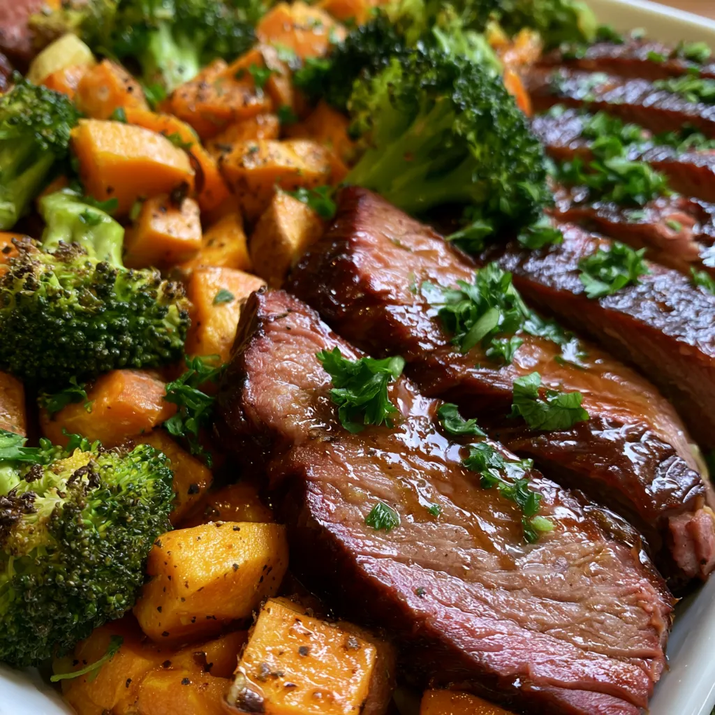 Sheet Pan Smoked Beef and Sweet Potatoes