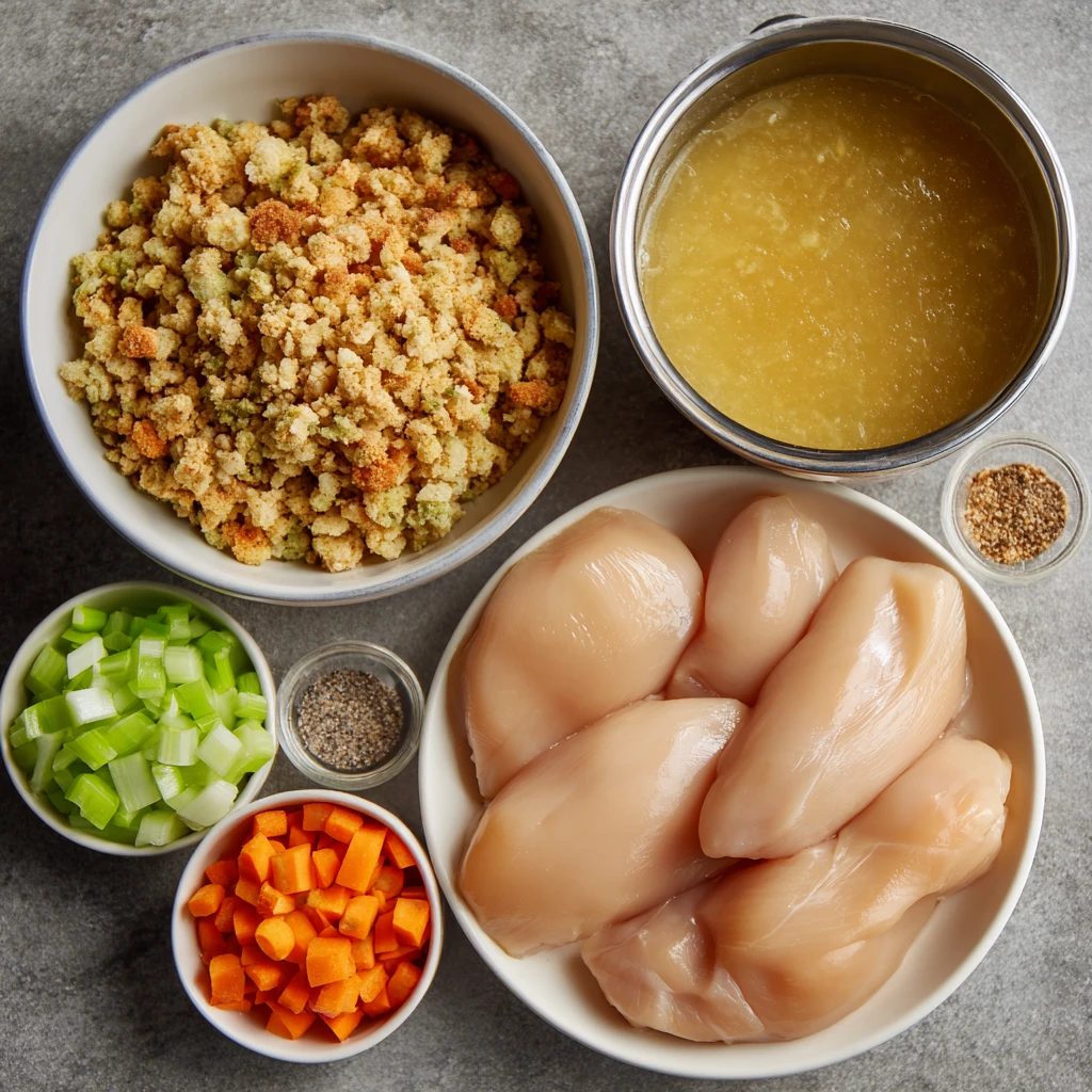 Crockpot Chicken and Stuffing Casserole